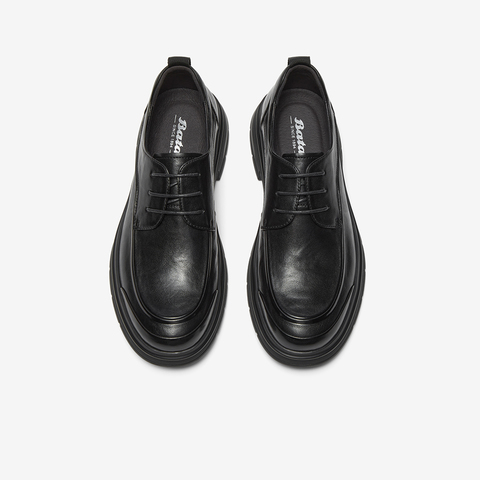 Bata休闲皮鞋男2025冬商场新款百搭牛皮通勤商务厚底皮鞋51571DM5