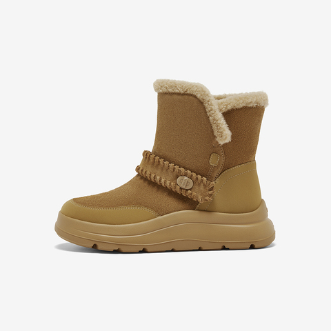 Bata雪地靴女2025冬季商场新款牛剖皮保暖厚底时尚短靴AD146DD5