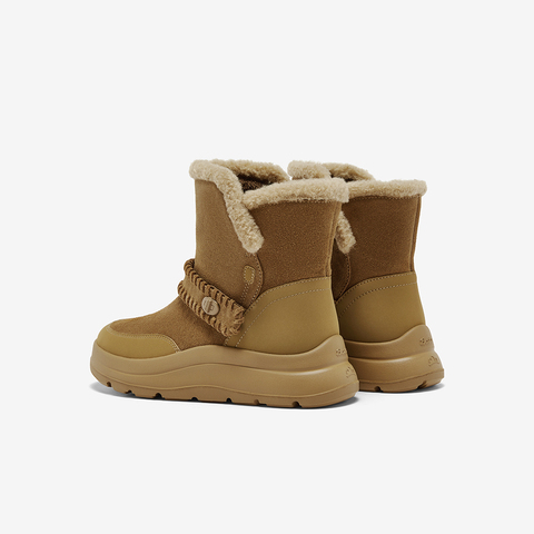 Bata雪地靴女2025冬季商场新款牛剖皮保暖厚底时尚短靴AD146DD5