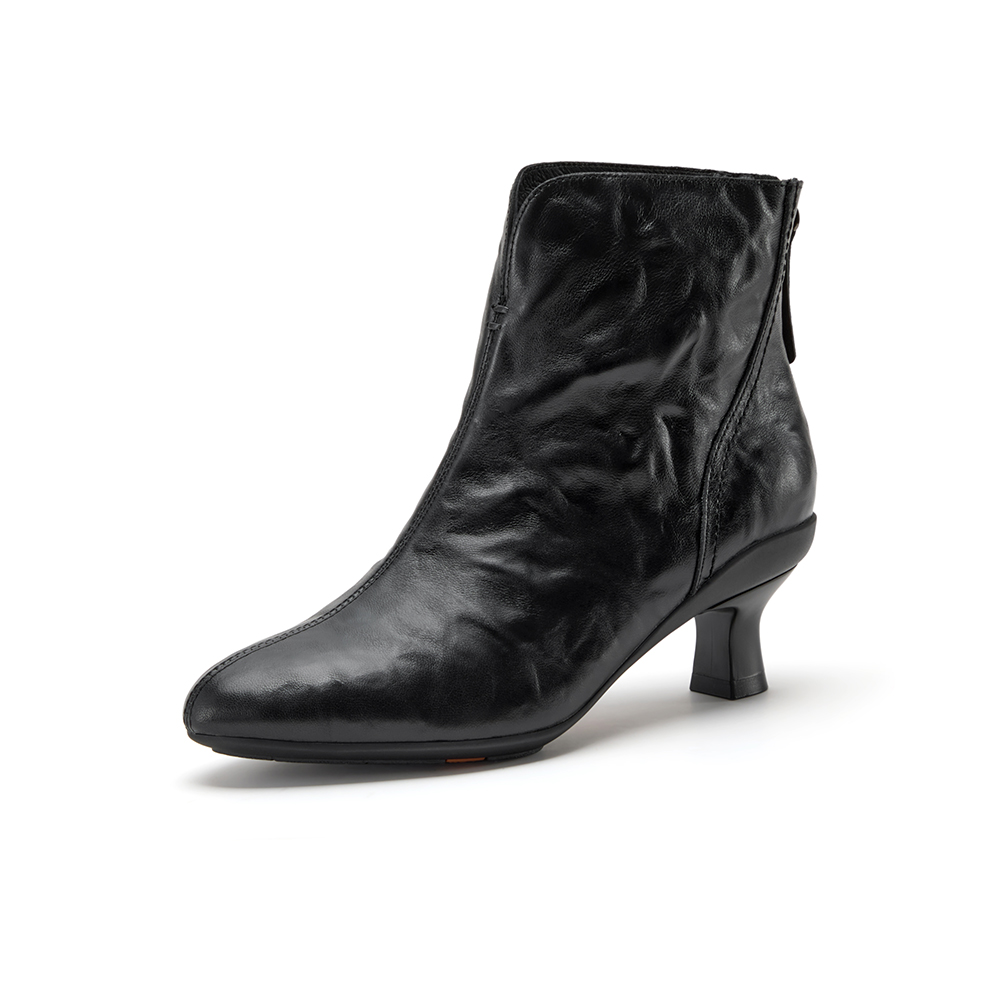 Bata时装靴女2025冬商场新款羊皮软底优雅粗跟通勤短筒靴AIR53DD5