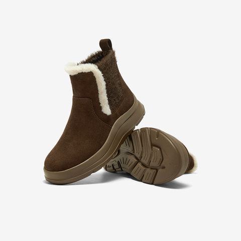 Bata雪地靴女2025冬商场新款牛皮保暖厚底百搭时尚短靴AD150DD5