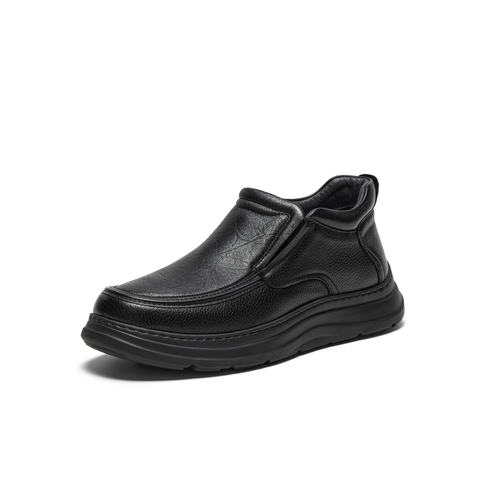 Bata休闲乐福皮靴男2025冬商场新款英伦通勤厚底低靴21831DD5