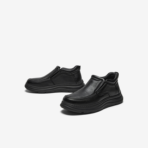 Bata休闲乐福皮靴男2025冬商场新款英伦通勤厚底低靴21831DD5