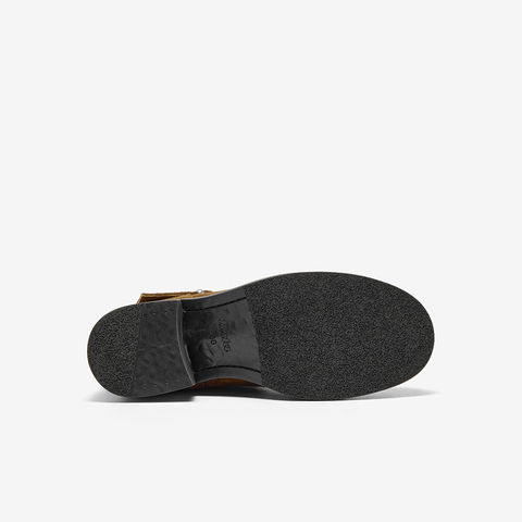 Bata时装靴女2025冬商场新款牛剖皮复古粗跟牛仔时装靴25109DZ5