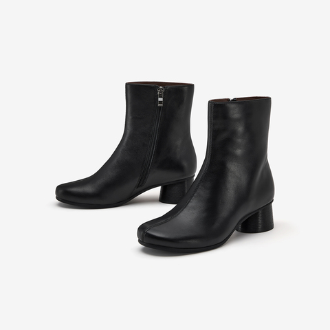 Bata时装靴女2025冬季新款羊皮软底通勤百搭中筒靴66071DZ5