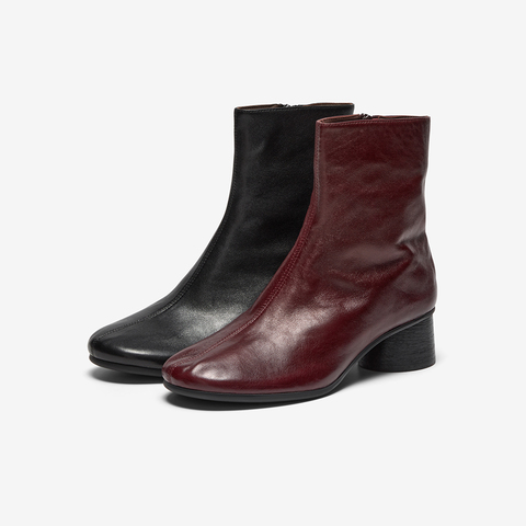 Bata时装靴女2025冬季新款羊皮软底通勤百搭中筒靴66071DZ5