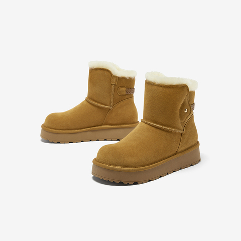 Bata雪地靴女2025冬商场新款牛剖皮保暖厚底百搭时尚短靴AUC50DD5