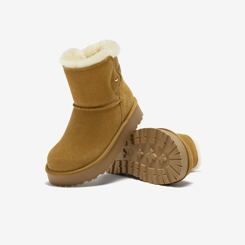Bata雪地靴女2025冬商场新款牛剖皮保暖厚底百搭时尚短靴AUC50DD5