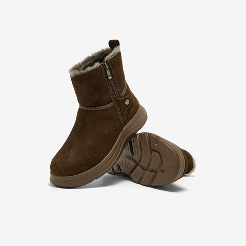 Bata时装靴男2025冬商场新款英伦风牛皮通勤羊毛保暖低靴FFY01DD5