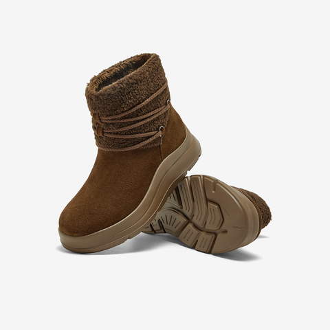 Bata雪地靴女2025冬季商场新款牛剖皮保暖厚底时尚短靴AD143DD5