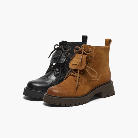 Bata英伦风马丁靴女2025冬季商场新款通勤粗跟复古短筒靴WIG29DD5