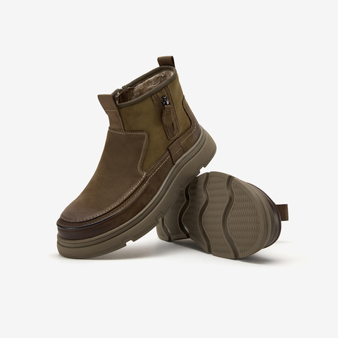 Bata皮靴男2025冬季商场新款加绒休闲百搭通勤低靴79338DD5