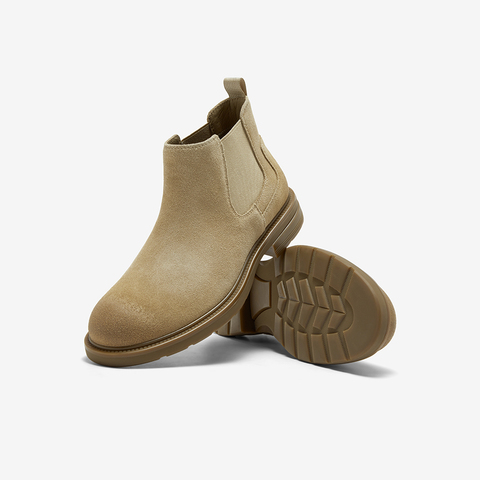 Bata切尔西男2025冬季新款英伦通勤牛剖皮百搭通勤低靴57912DD5