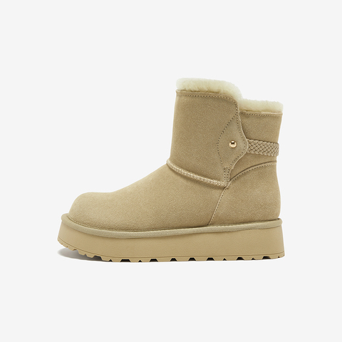 Bata雪地靴女2025冬商场新款牛剖皮保暖厚底百搭时尚短靴AUC50DD5