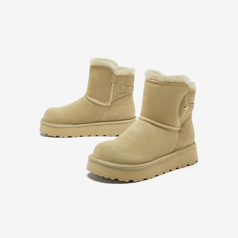 Bata雪地靴女2025冬商场新款牛剖皮保暖厚底百搭时尚短靴AUC50DD5