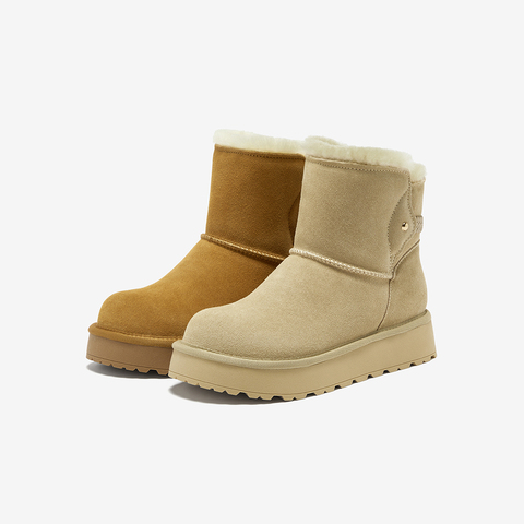 Bata雪地靴女2025冬商场新款牛剖皮保暖厚底百搭时尚短靴AUC50DD5