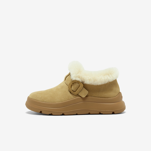 Bata雪地靴女2025冬商场新款牛剖皮保暖厚底时尚毛毛短靴AD123DM5