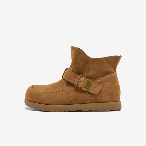 Bata时装靴女2025冬商场新款百搭牛剖皮通勤厚底休闲靴30925DD5