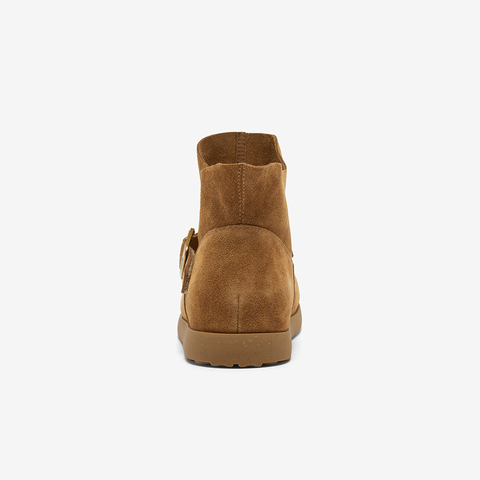 Bata时装靴女2025冬商场新款百搭牛剖皮通勤厚底休闲靴30925DD5