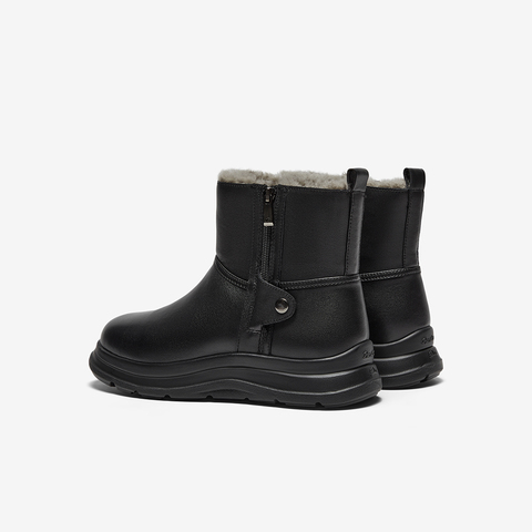 Bata时装靴男2025冬商场新款英伦风牛皮通勤羊毛保暖低靴FFY01DD5