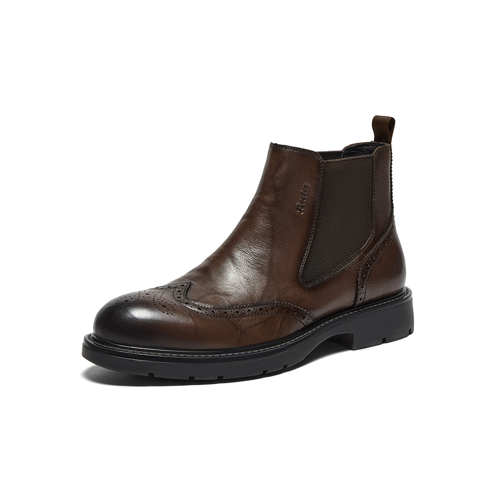 Bata切尔西靴男2025冬季新款牛皮英伦风通勤百搭低靴29691DD5