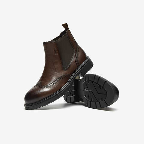 Bata切尔西靴男2025冬季新款牛皮英伦风通勤百搭低靴29691DD5