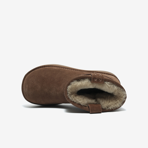 Bata雪地靴女2025冬季新款百搭休闲牛剖皮毛毛厚底短筒靴52631DD5