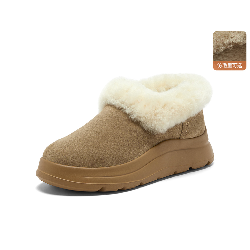 Bata毛毛鞋女2025冬新款牛剖皮保暖厚底百搭时尚毛毛短靴AD124DM5