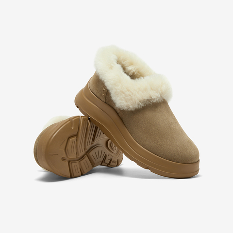 Bata毛毛鞋女2025冬新款牛剖皮保暖厚底百搭时尚毛毛短靴AD124DM5