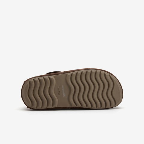 Bata勃肯鞋女2025秋商场新款英伦复古牛剖皮内增高一脚蹬31502CM5