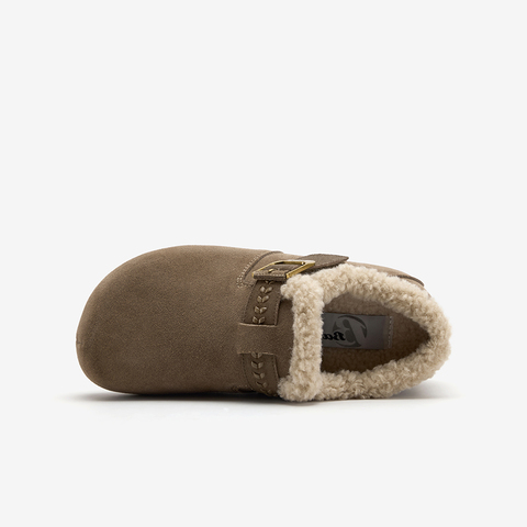 Bata勃肯鞋女2025冬商场新款英伦牛剖皮保暖厚底毛毛单鞋31503DM5