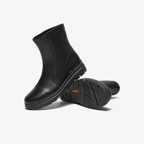 Bata时装靴女2025冬商场新款羊皮软底通勤百搭厚底短筒靴ABN69DZ5