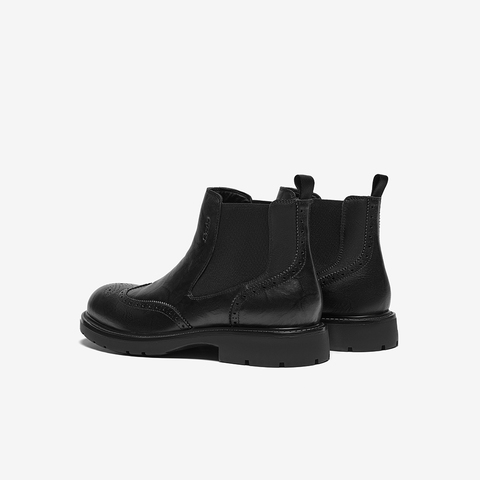 Bata切尔西靴男2025冬季新款牛皮英伦风通勤百搭低靴29691DD5