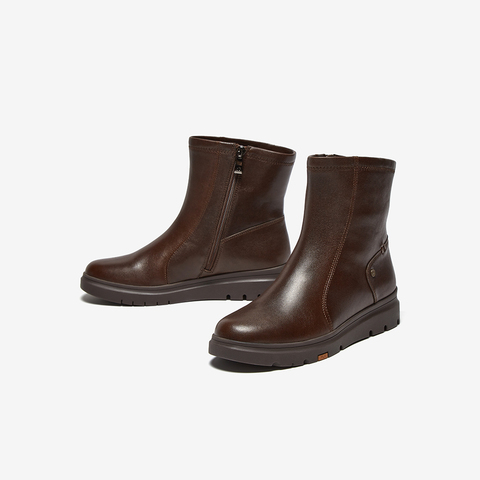 Bata时装靴女2025冬商场新款羊皮软底通勤百搭厚底短筒靴ABN69DZ5