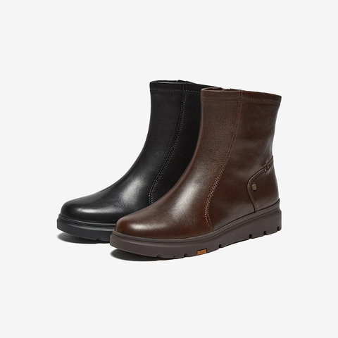 Bata时装靴女2025冬商场新款羊皮软底通勤百搭厚底短筒靴ABN69DZ5