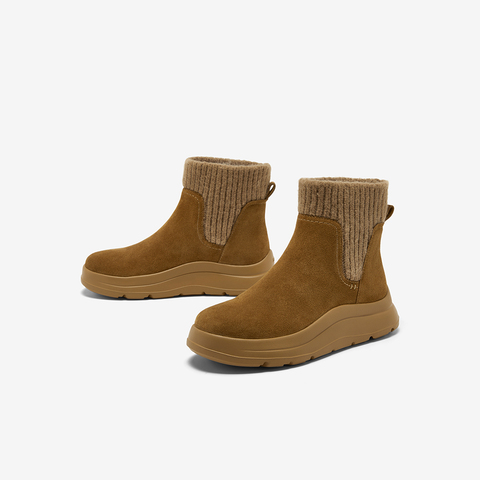 Bata瘦瘦靴女2025冬新款牛剖皮英伦风厚底袜靴弹力短靴AD147DD5