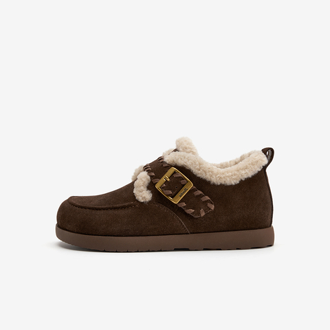 Bata勃肯鞋女2025冬季商场新款时尚英伦风保暖舒适毛毛鞋30922DM5