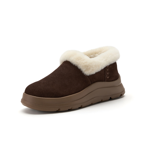 Bata毛毛鞋女2025冬新款牛剖皮保暖厚底百搭时尚毛毛短靴AD124DM5