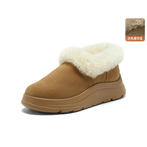 Bata毛毛鞋女2025冬新款牛剖皮保暖厚底百搭时尚毛毛短靴AD124DM5