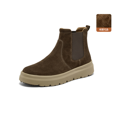 Bata切尔西靴男2025冬商场新款英伦通勤牛剖皮厚底低靴30762DD5