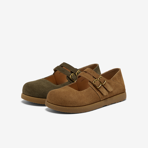 Bata休闲玛丽珍2025秋商场新款牛剖皮娃娃百搭通勤单鞋3092DCQ5