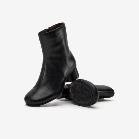 Bata时装靴女2025冬季新款羊皮软底通勤百搭中筒靴66071DZ5