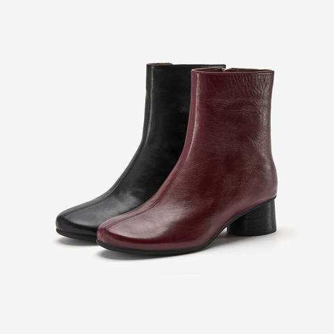 Bata时装靴女2025冬季新款羊皮软底通勤百搭中筒靴66071DZ5