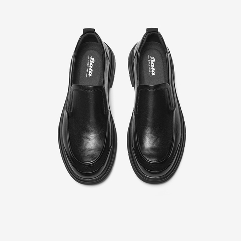 Bata乐福鞋男2025冬商场新款英伦牛皮厚底商务通勤一脚蹬51572DM5