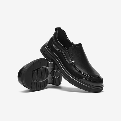 Bata乐福鞋男2025冬商场新款英伦牛皮厚底商务通勤一脚蹬51572DM5