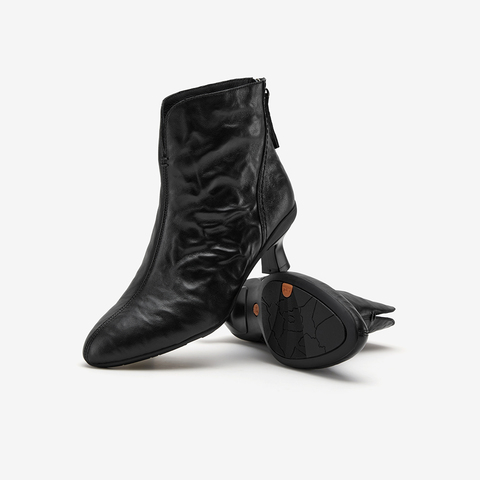 Bata时装靴女2025冬商场新款羊皮软底优雅粗跟通勤短筒靴AIR53DD5