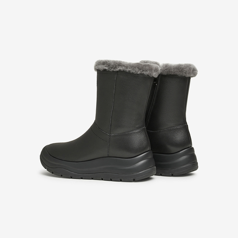 Bata雪地靴女2025冬季商场新款牛剖皮保暖羊毛厚底中靴AGS42DZ5