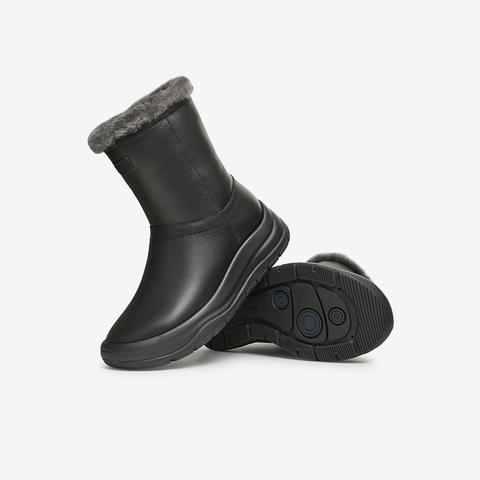 Bata雪地靴女2025冬季商场新款牛剖皮保暖羊毛厚底中靴AGS42DZ5