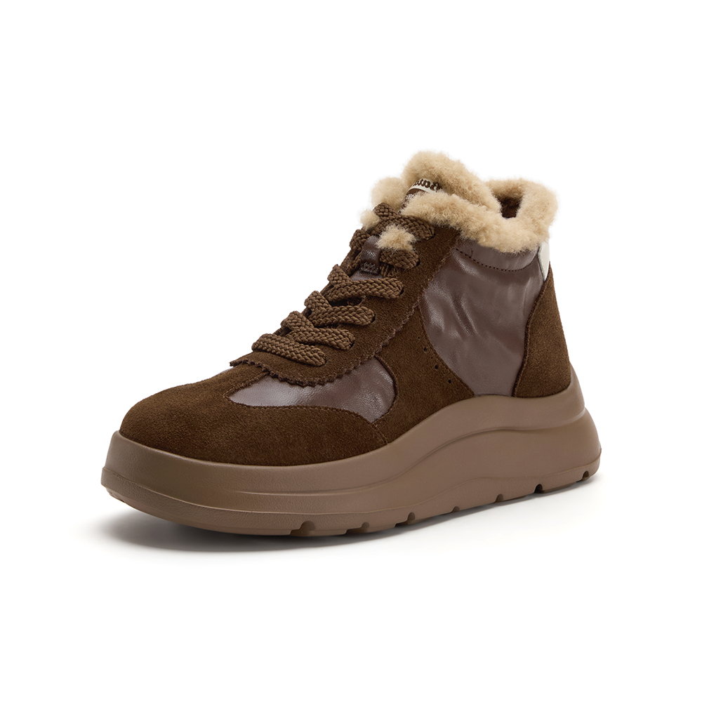 Bata休闲鞋女2025冬商场新款通勤百搭时尚厚底高帮德训鞋AD152DM5