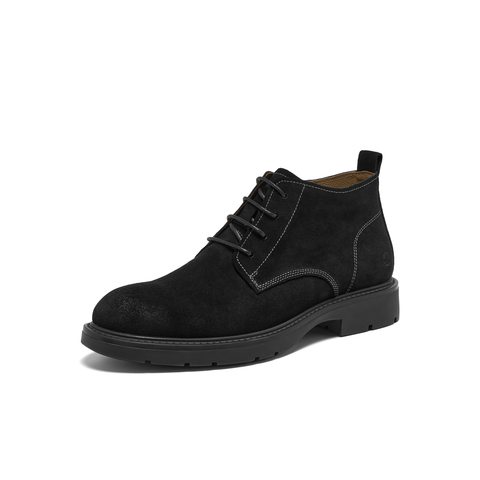 Bata马丁靴男冬2025冬新款英伦风牛剖皮百搭通勤复古低靴29696DD5